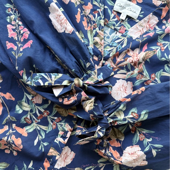 Cara Cara Win Floral Top Navy w/ Multicolor Print Size L $295 MSRP - Picture 6 of 12
